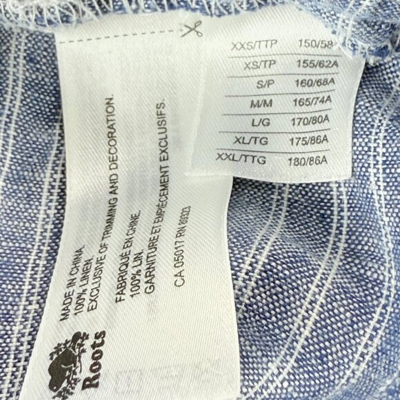 Roots Women’s S/P Striped Linen Drawstring Pants -Lt. Blue Pinstripe Relaxed Fit - Picture 5 of 11